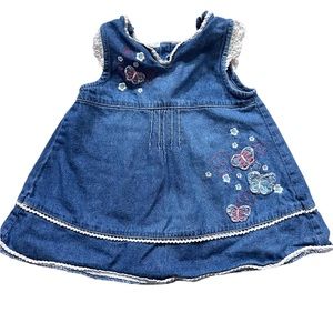 Cute jean laced baby dress, 3-6 mo